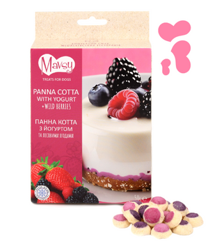 Ласощі для собак Mavsy панакота з йогуртом та лісовими ягодами | Mavsy Treats For Dogs Panna Cotta With Yogurt Wild Berries 50 грам FDMAVSY11 фото
