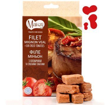 Лакомство для собак филе миньон говядина с сушеными томатами | Mavsy Mignon Veat Sun Dried Tomatoes 50 грамм FDMAVSY09 фото