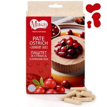 Лакомства для собак паштет из мяса страуса в клюквенном соусе | Mavsy Ostrich Pate With Cranberry Sause 50 грам FDMAVSY04 фото