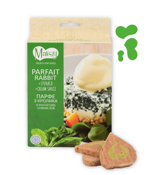 Ласощі для собак Mavsy парфе з кролика зі шпінатом та вершковим соусом | Mavsy Treats For Dog Parfait Rabbit Spinacni Cream Sause 50 грам FDMAVSY01 фото