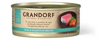 Консервы для кошек Грандорф филе тунца с лососем | Grandorf Tuna Fillet & Salmon 70 грамм GDCW1107 фото